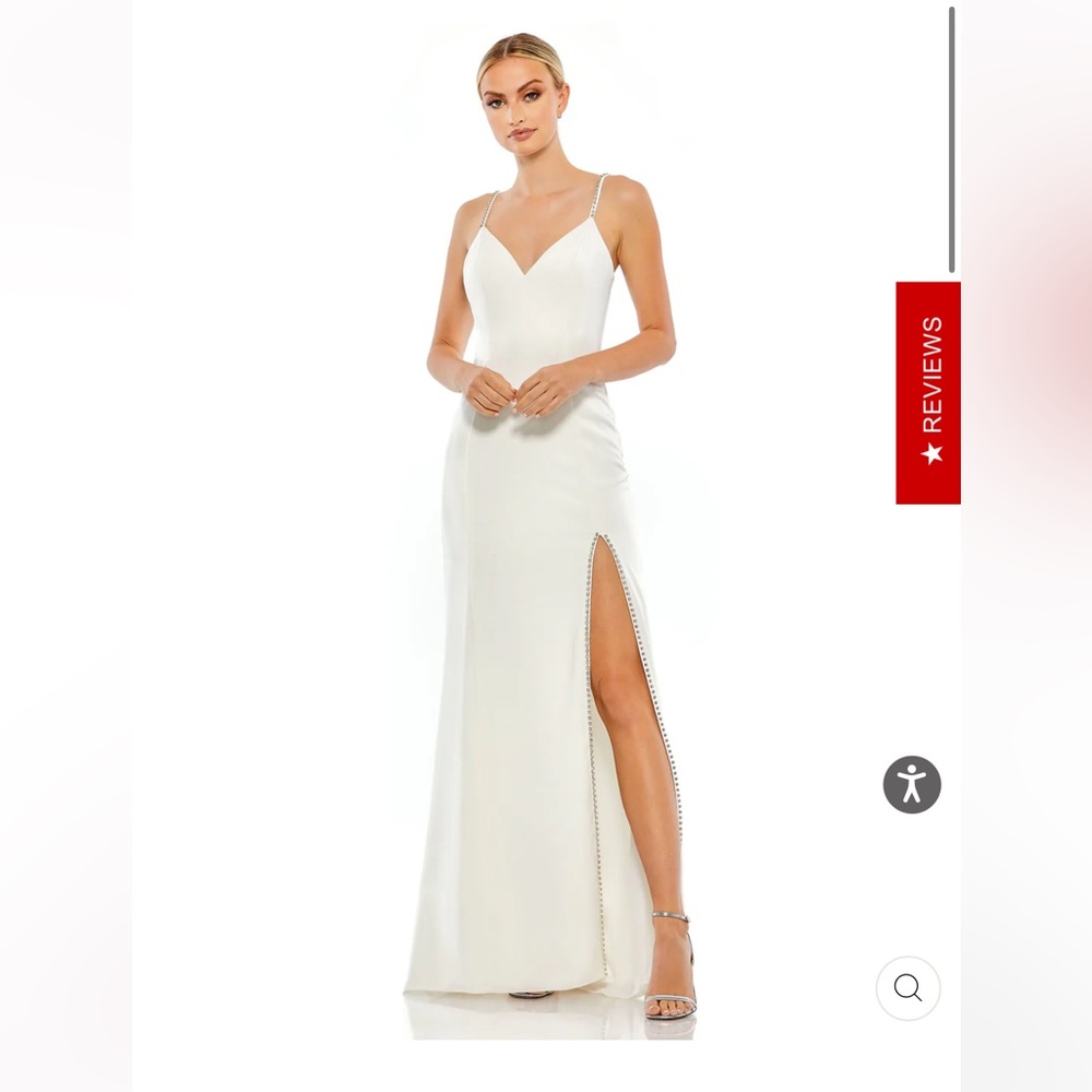 Mac Duggal Ivory Gown with Side Slit
